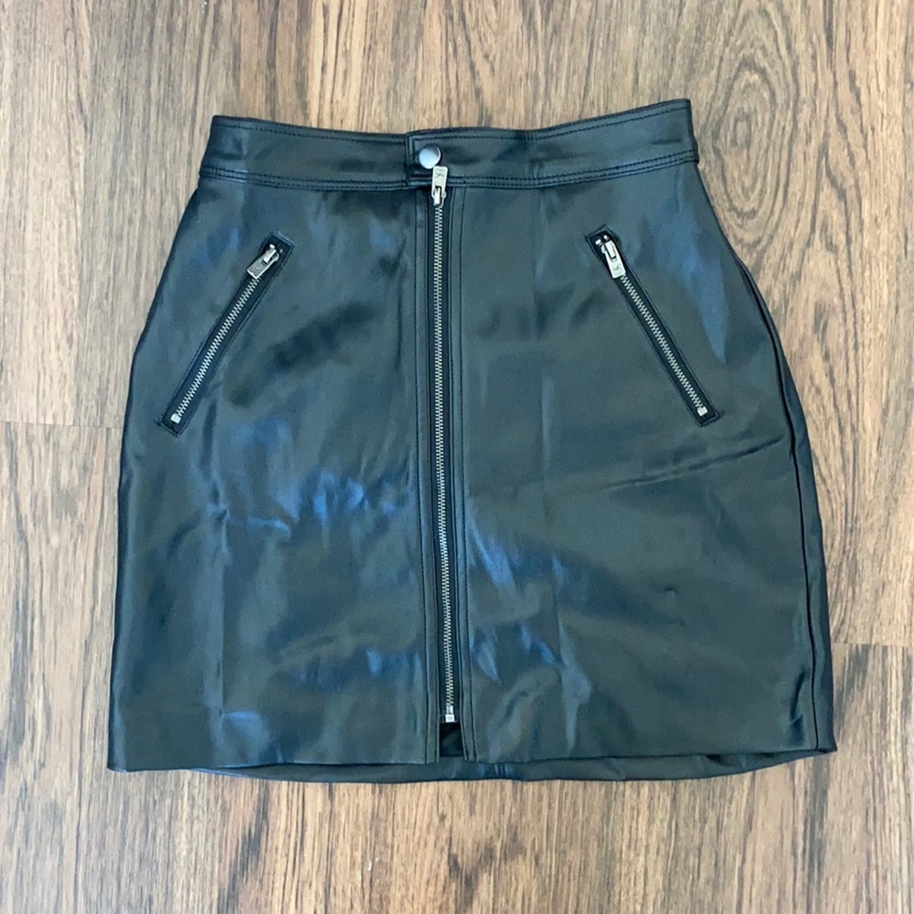 Leather mini skirt